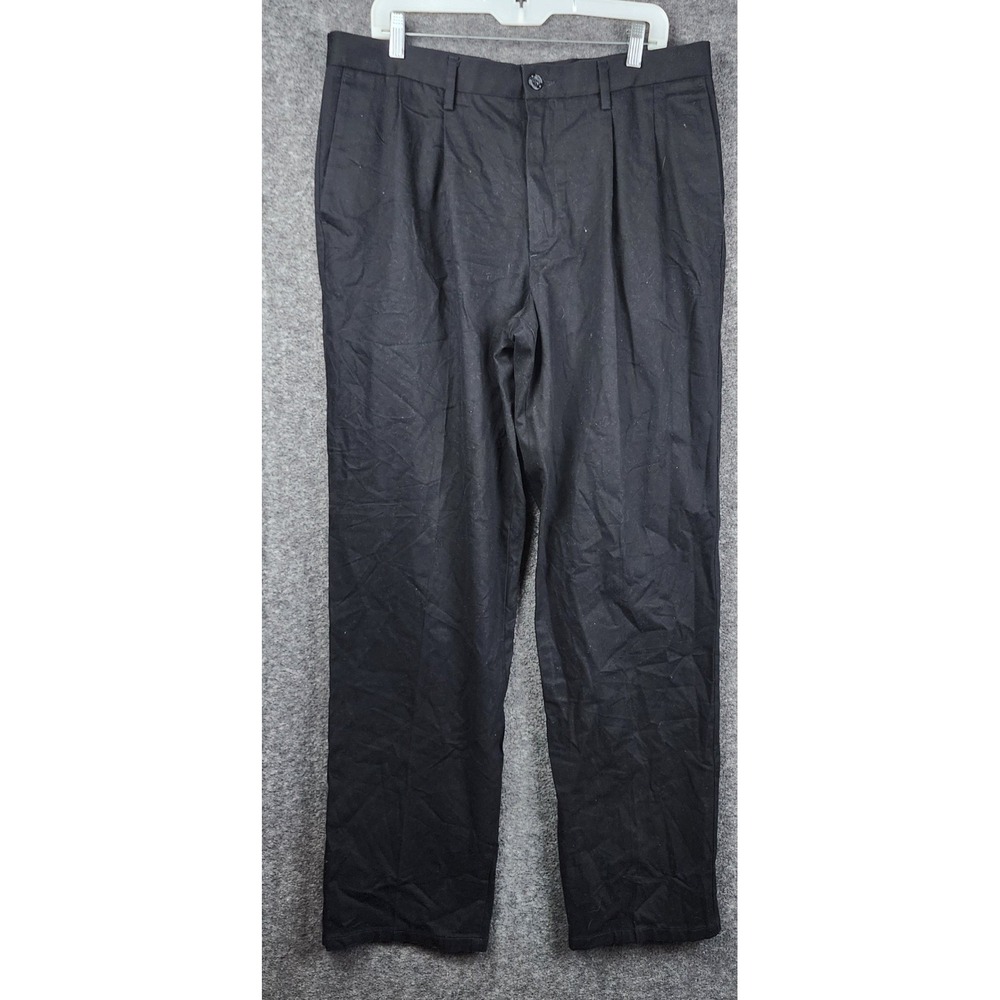 Dockers‎ Pleated Chino Pants Mens 36x34 Black Classic Fit D3 Dress Trousers